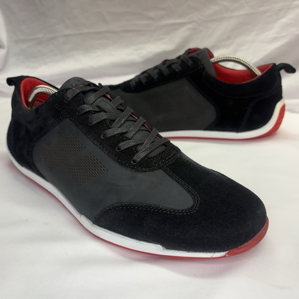 Piloti Icona Men's Italian Suede Driving Shoes Black/Red Men's US 11 EU 45